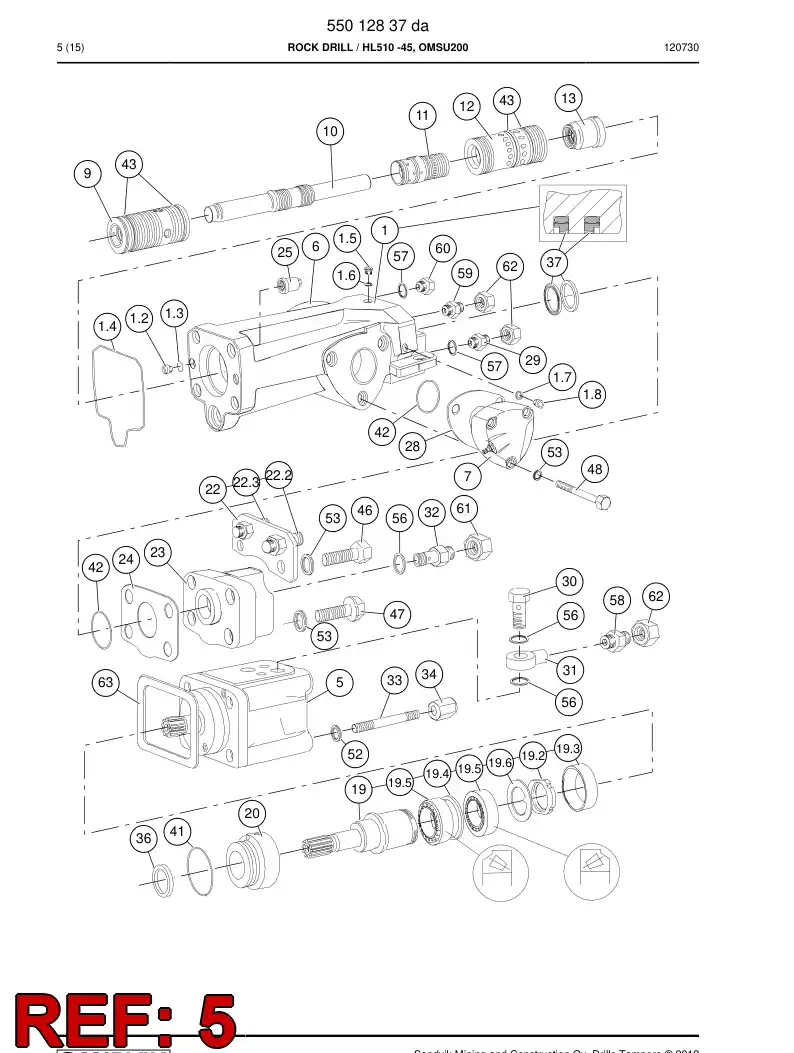 55205284 552 052 84 Hydraulic motor - Sandvik Technical Drawing