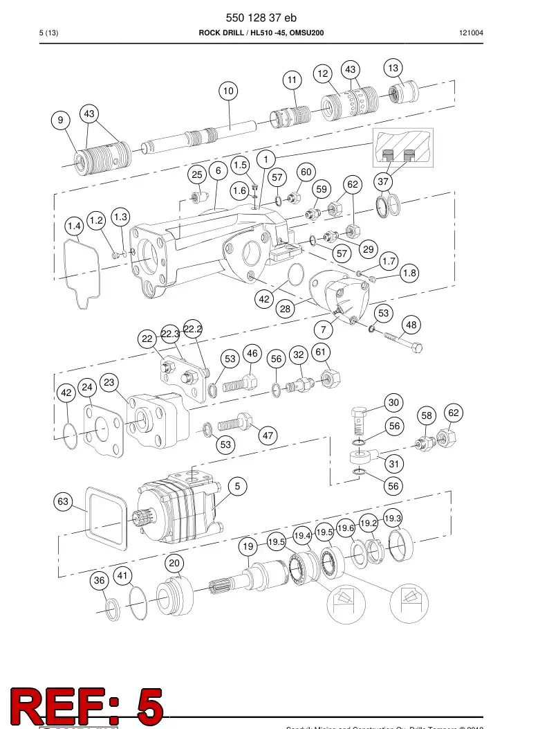 55205284a 552 052 84a HYDRAULIC MOTOR - Sandvik Technical Drawing