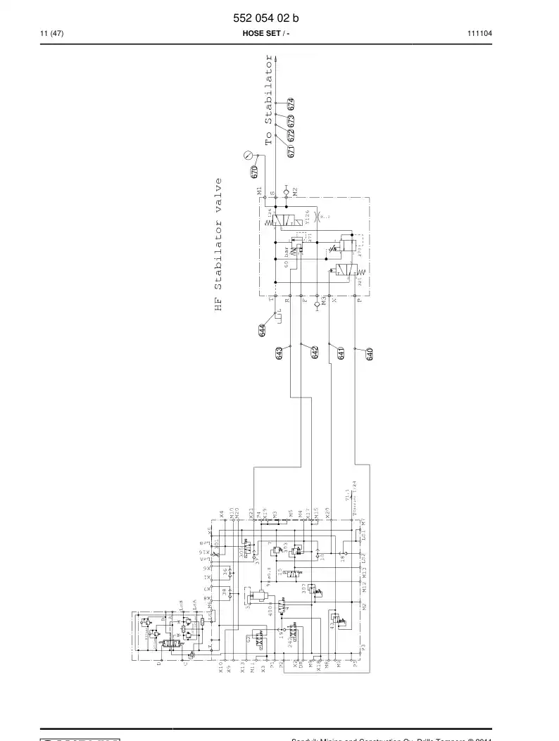 55205402b 552 054 02b Hose Set - Sandvik Technical Drawing