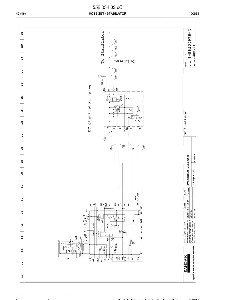 55205402c 552 054 02c Hose Set - Sandvik Technical Drawing