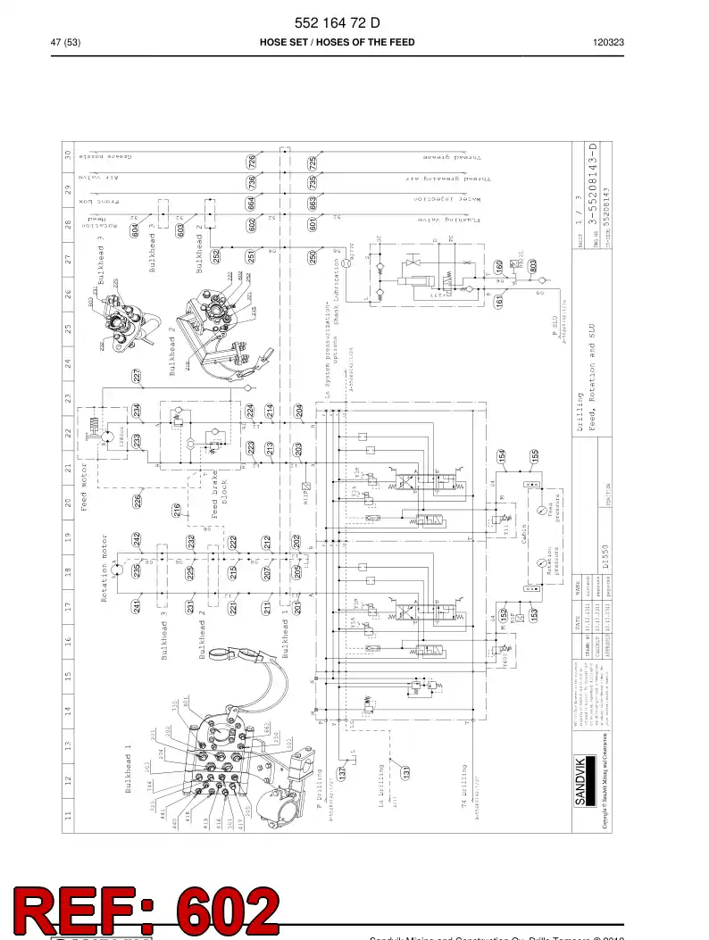 55205457a 552 054 57a HOSE ASSEMBLY - Sandvik Technical Drawing