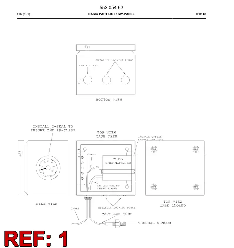 55205461 552 054 61 Stainless steel enclosure - Sandvik Technical Drawing