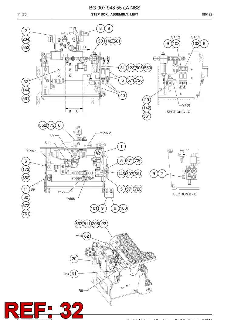 55205474b 552 054 74b Bracket - Sandvik Technical Drawing