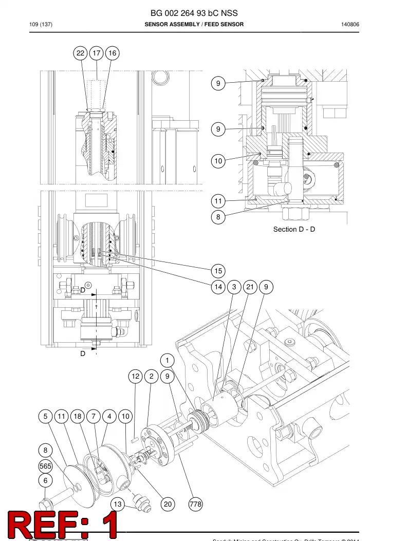 55205492a 552 054 92a Sensor, Linear - Sandvik Technical Drawing