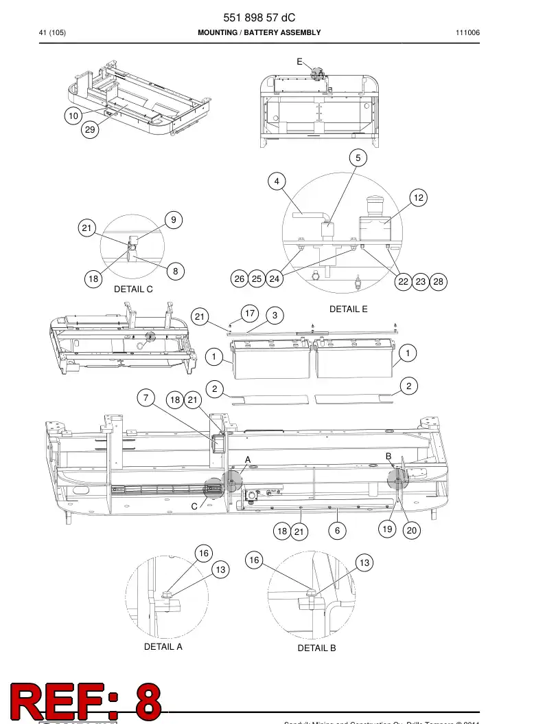 55205533 552 055 33 Rack, Cable - Sandvik Technical Drawing