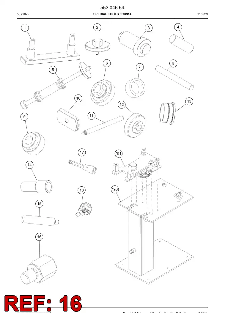 55205537 552 055 37 Adapter - Sandvik Technical Drawing