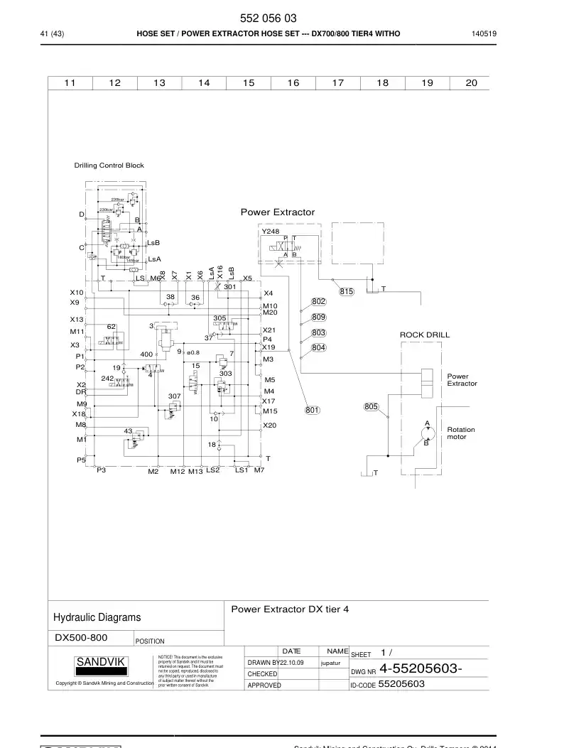 55205603 552 056 03 HOSE SET - Sandvik Technical Drawing