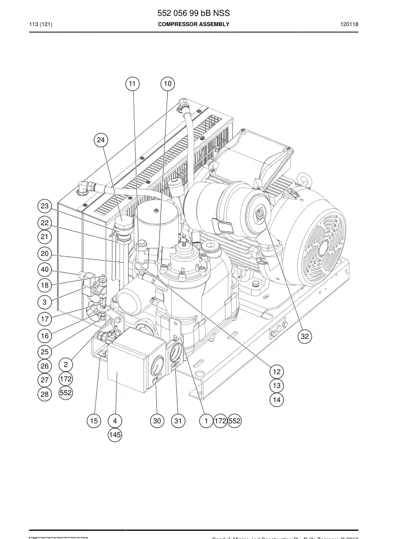 55205699c 552 056 99c Compressor Assembly - Sandvik Technical Drawing