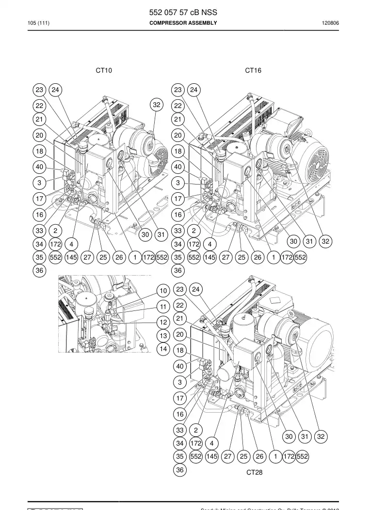 55205757c 552 057 57c Compressor Assembly - Sandvik Technical Drawing