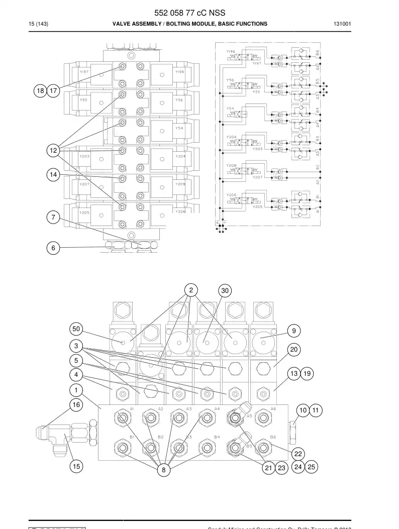 55205877c 552 058 77c ASSEMBLY DA VLVULA - Sandvik Technical Drawing