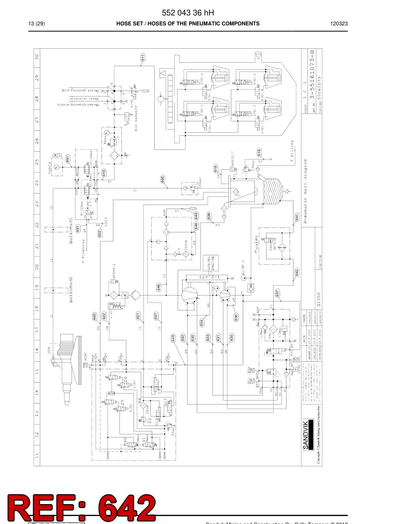55205994a 552 059 94a Hose assembly - Sandvik Technical Drawing