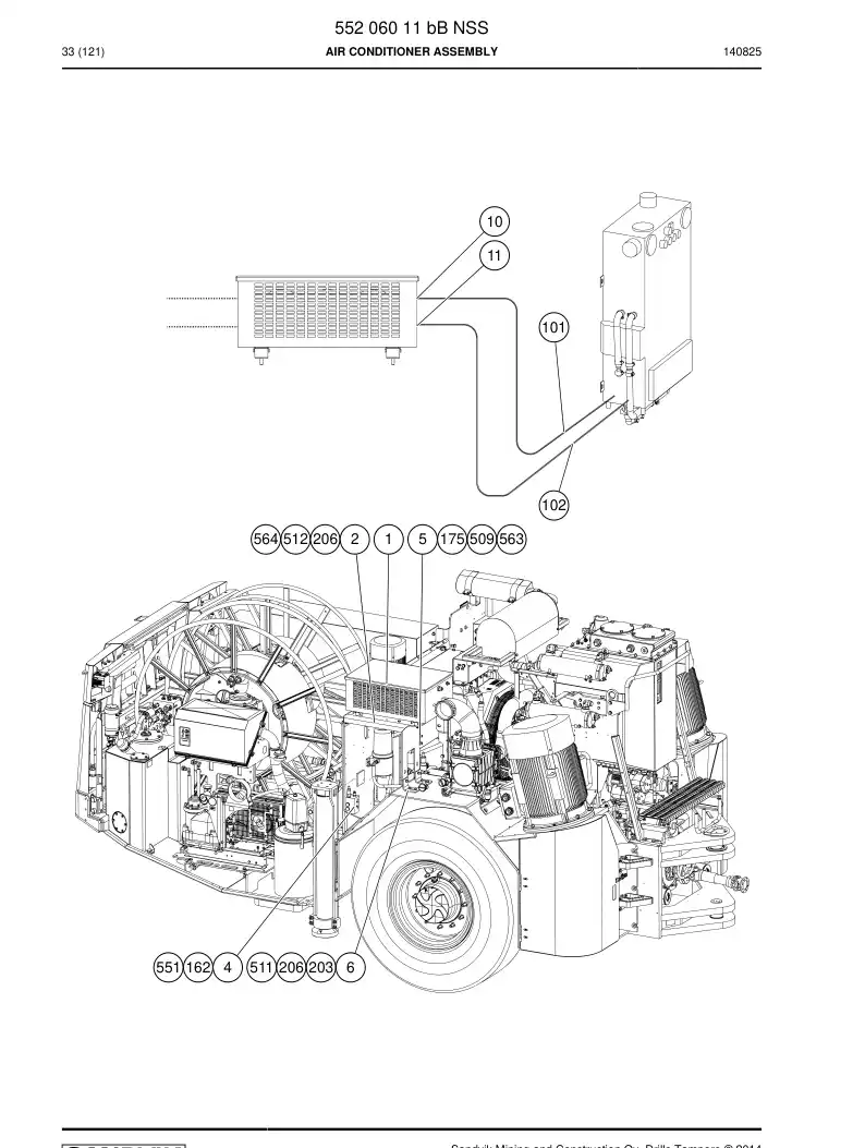 55206011b 552 060 11b Air Conditioner Assembly - Sandvik Technical Drawing