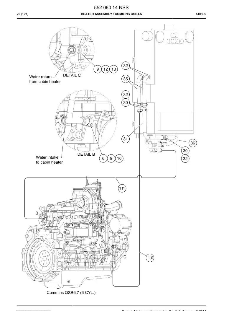 55206014 552 060 14 Heater Assembly - Sandvik Technical Drawing