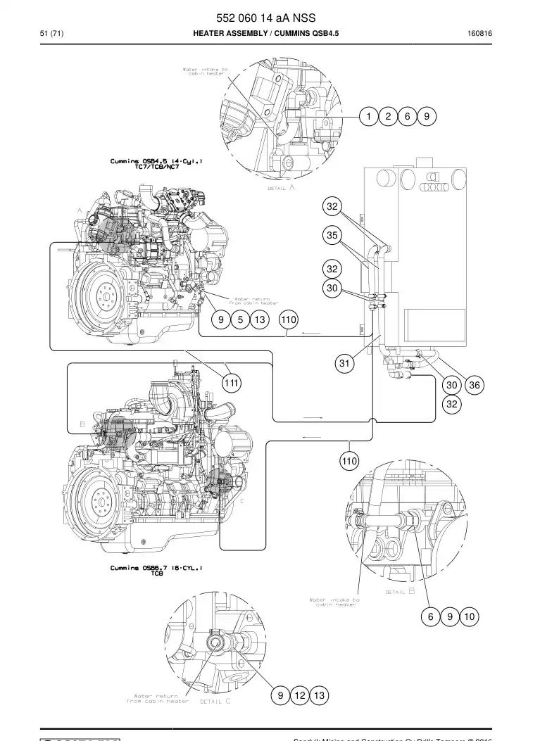 55206014a 552 060 14a Heater Assembly - Sandvik Technical Drawing