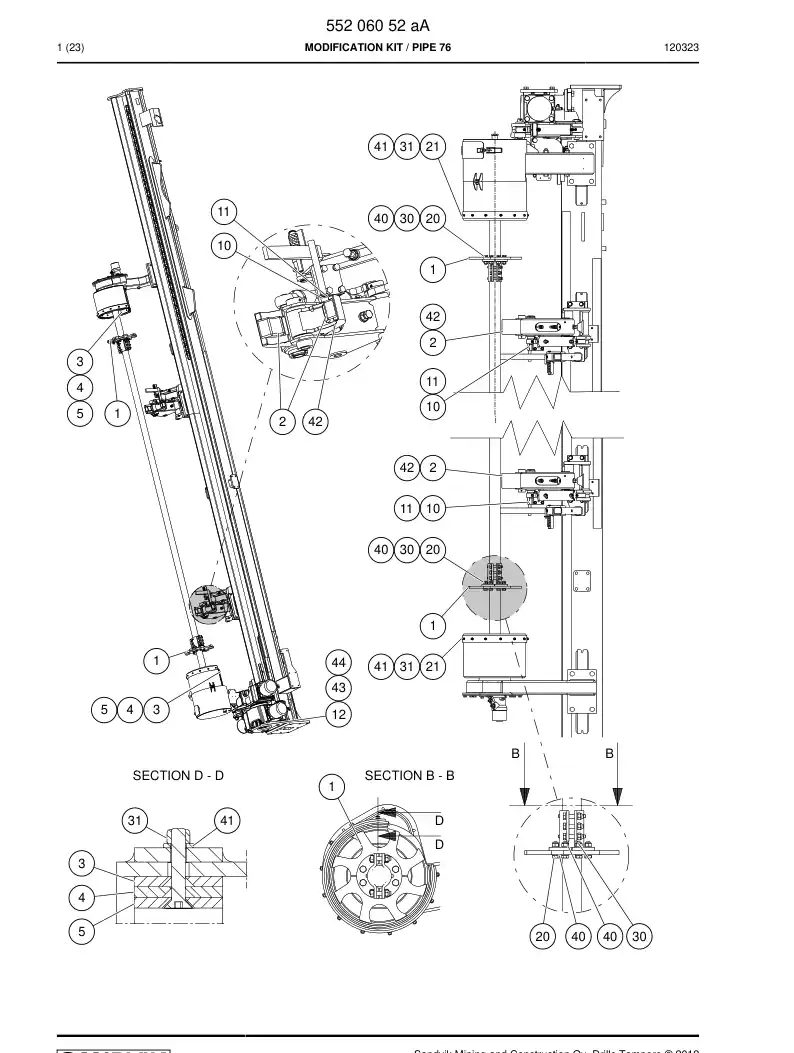 55206052a 552 060 52a MODIFICATION KIT - Sandvik Technical Drawing