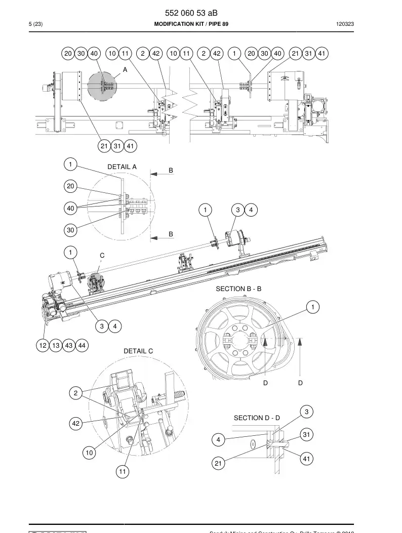 55206053a 552 060 53a MODIFICATION KIT - Sandvik Technical Drawing