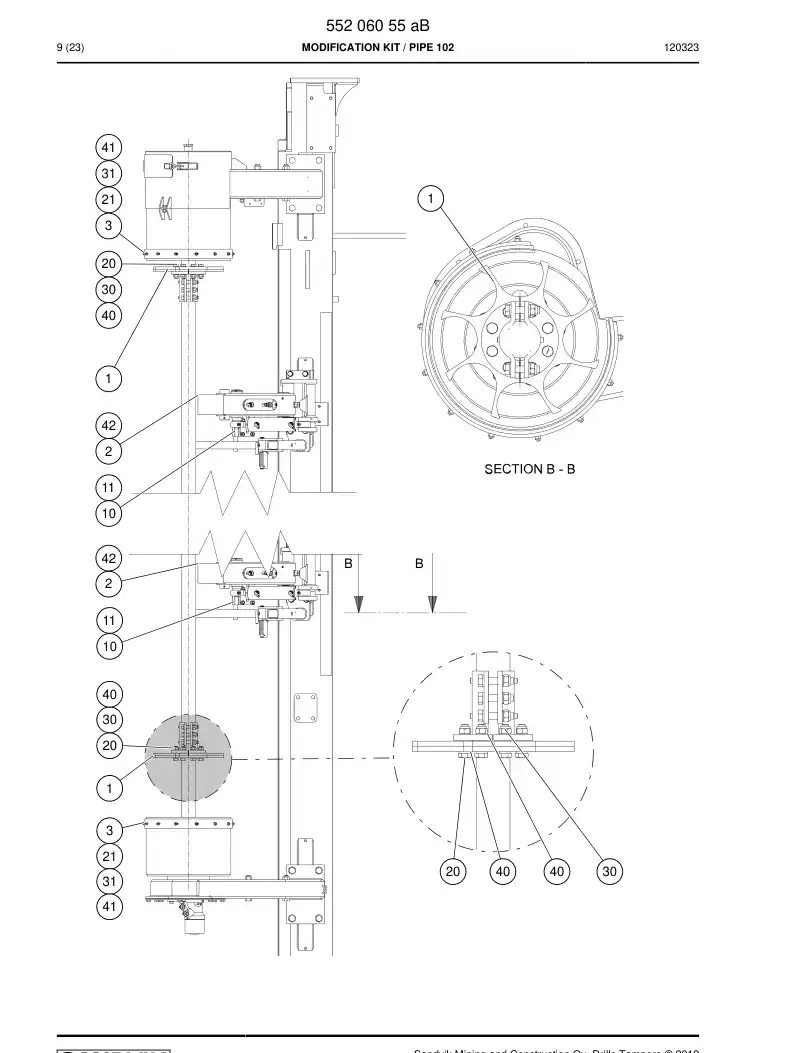 55206055a 552 060 55a MODIFICATION KIT - Sandvik Technical Drawing
