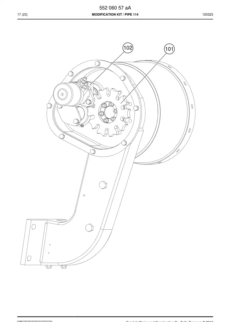 55206057a 552 060 57a MODIFICATION KIT - Sandvik Technical Drawing