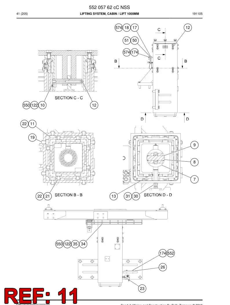 55206173 552 061 73 Slipper Pad - Sandvik Technical Drawing