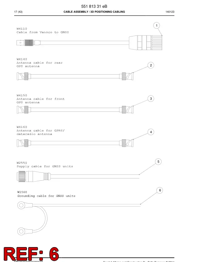 55206445 552 064 45 Cable Assembly - Sandvik Technical Drawing