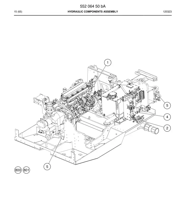 55206450b 552 064 50b Hydraulic Components Assembly - Sandvik Technical Drawing
