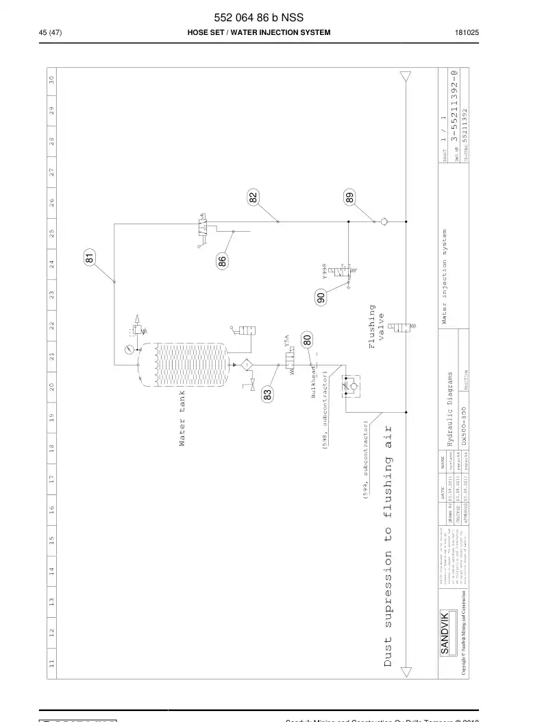 55206486b 552 064 86b Hose Set - Sandvik Technical Drawing