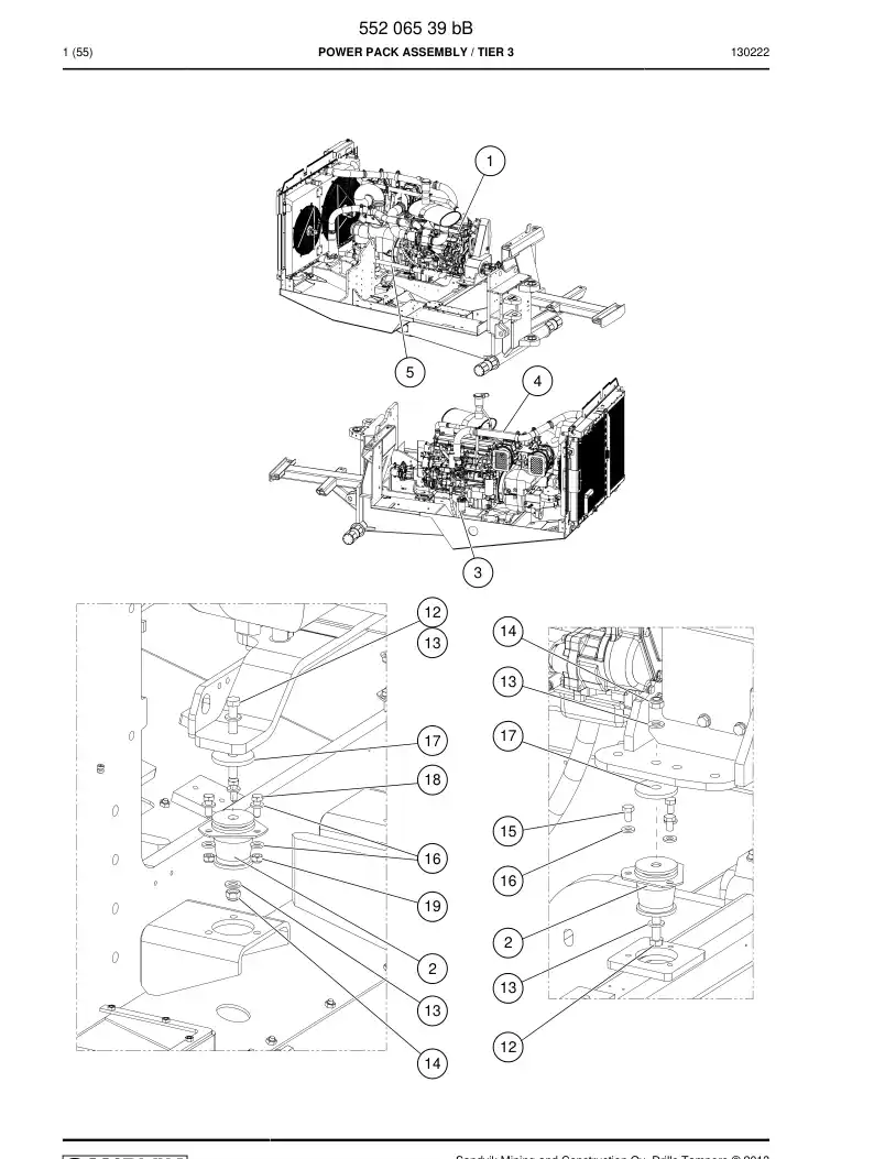 55206539b 552 065 39b Power pack assembly - Sandvik Technical Drawing