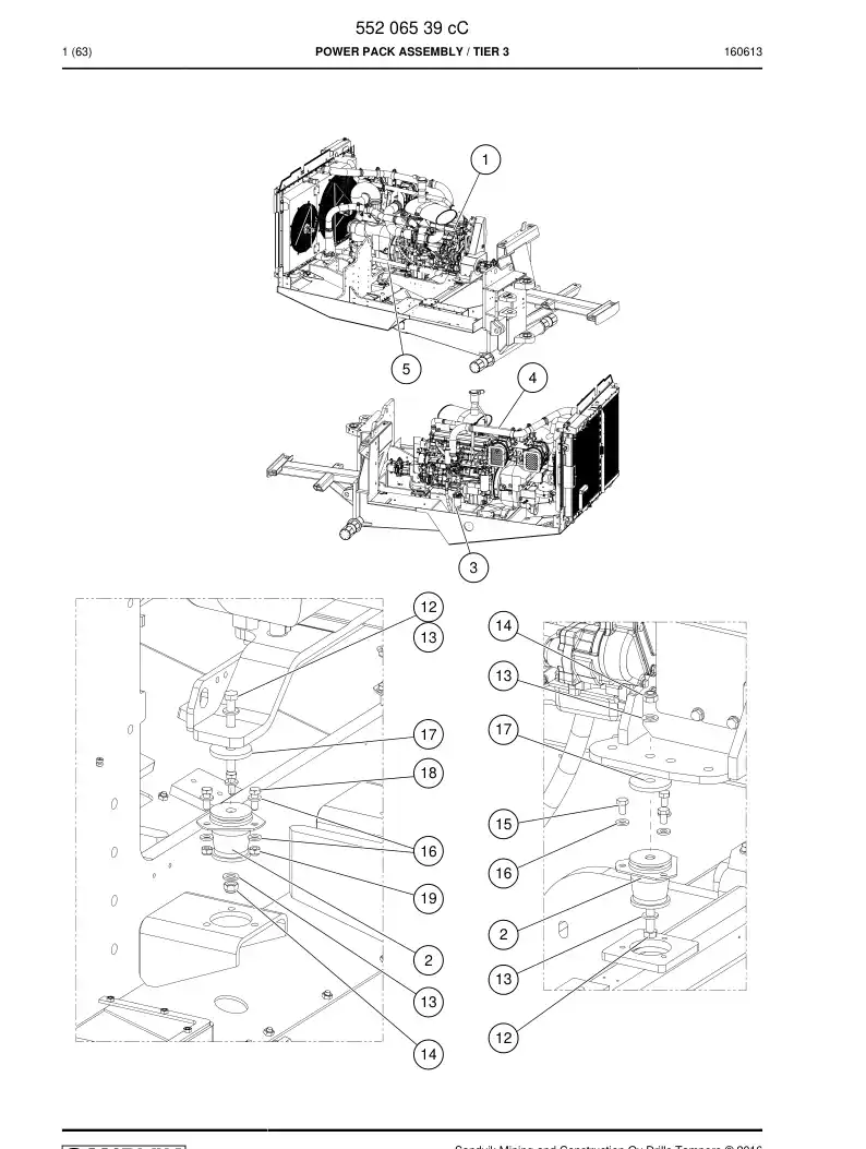 55206539c 552 065 39c Power pack assembly - Sandvik Technical Drawing