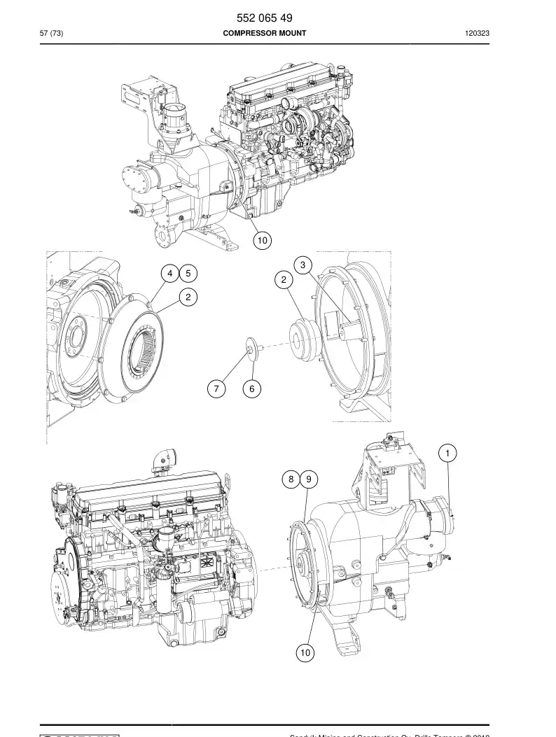 55206549 552 065 49 COMPRESSOR MOUNT - Sandvik Technical Drawing