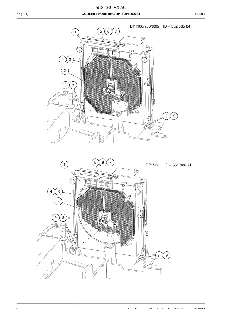 55206584a 552 065 84a COOLER - Sandvik Technical Drawing