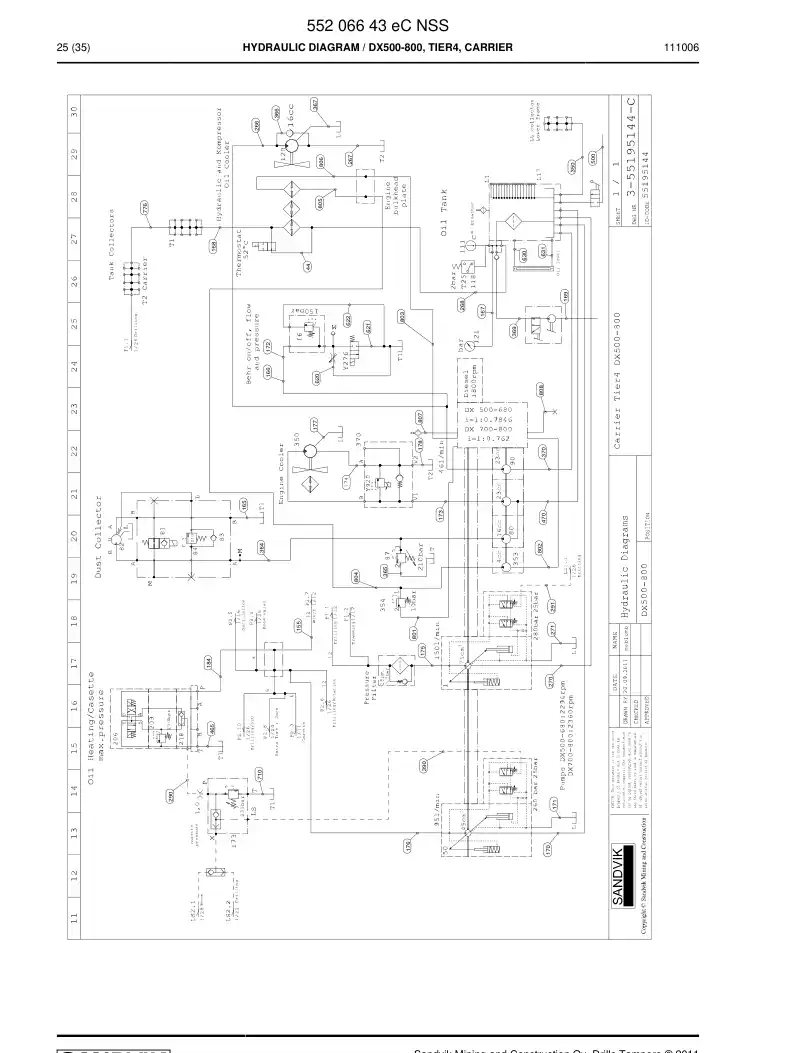 55206643i 552 066 43i Schematic, Hydraulic - Sandvik Technical Drawing