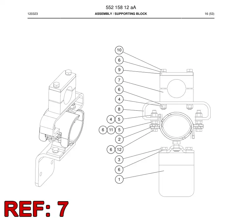 55206749 552 067 49 Clamp, Block - Sandvik Technical Drawing