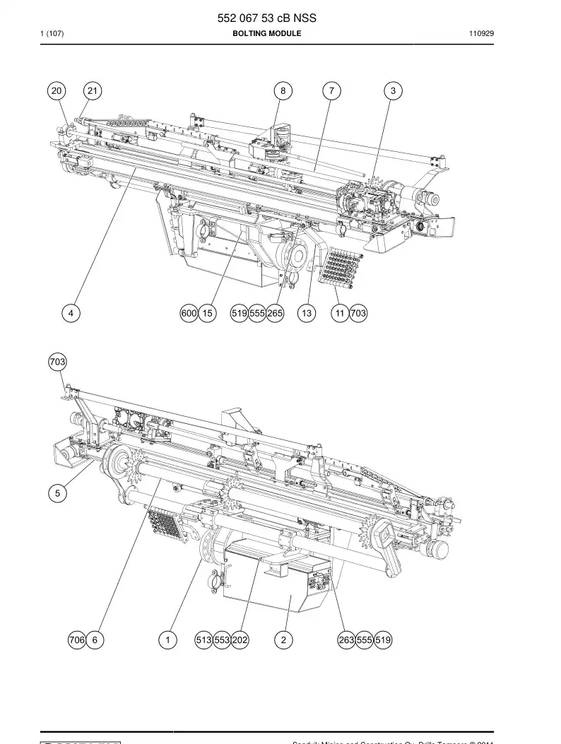 55206753c 552 067 53c Bolting module - Sandvik Technical Drawing
