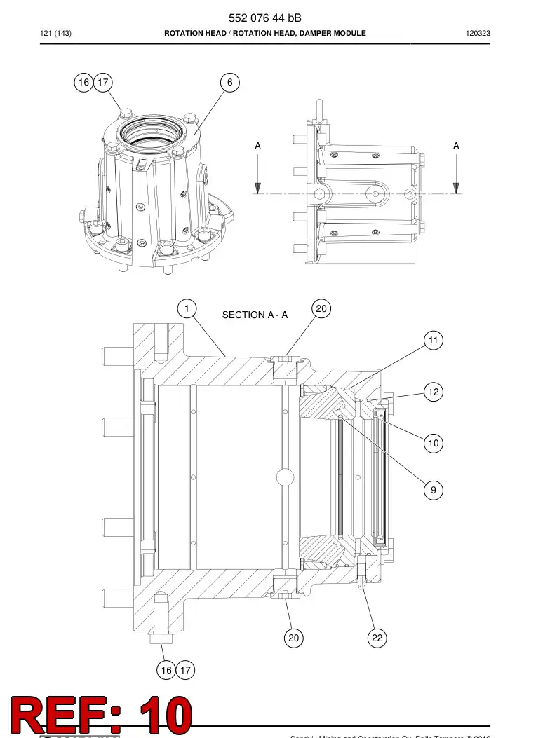 55206978 552 069 78 Seal, Shaft - Sandvik Technical Drawing
