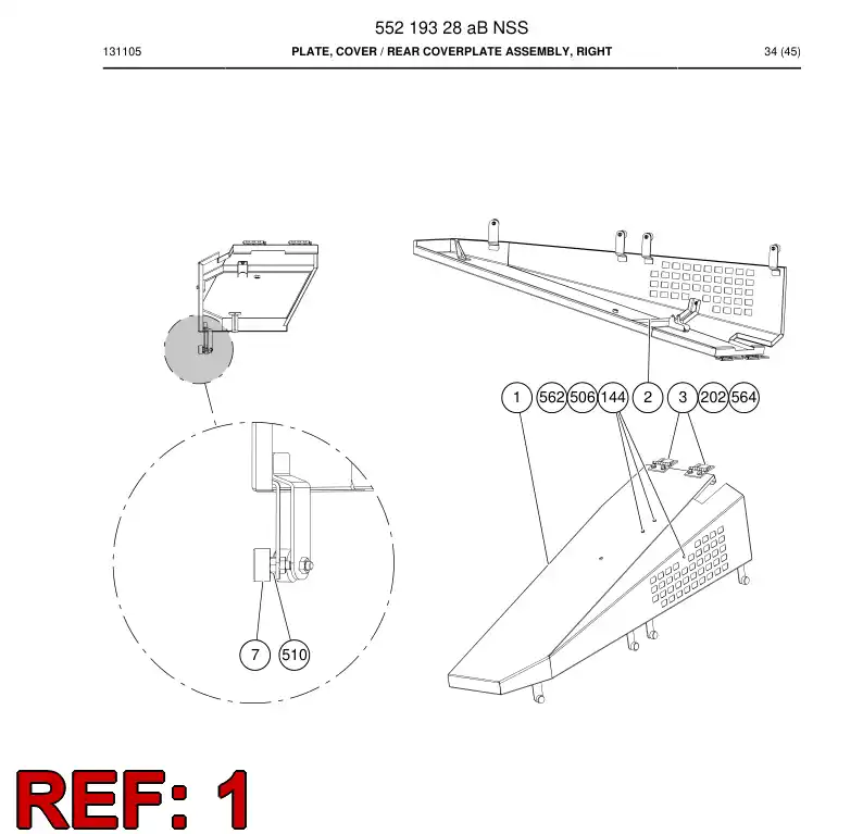 55207084 552 070 84 Plate, Cover - Sandvik Technical Drawing