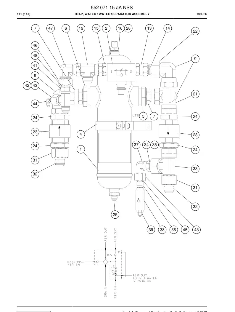 55207115a 552 071 15a Trap, Water - Sandvik Technical Drawing