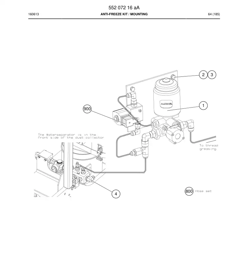 55207216a 552 072 16a Anti-Freeze Kit - Sandvik Technical Drawing