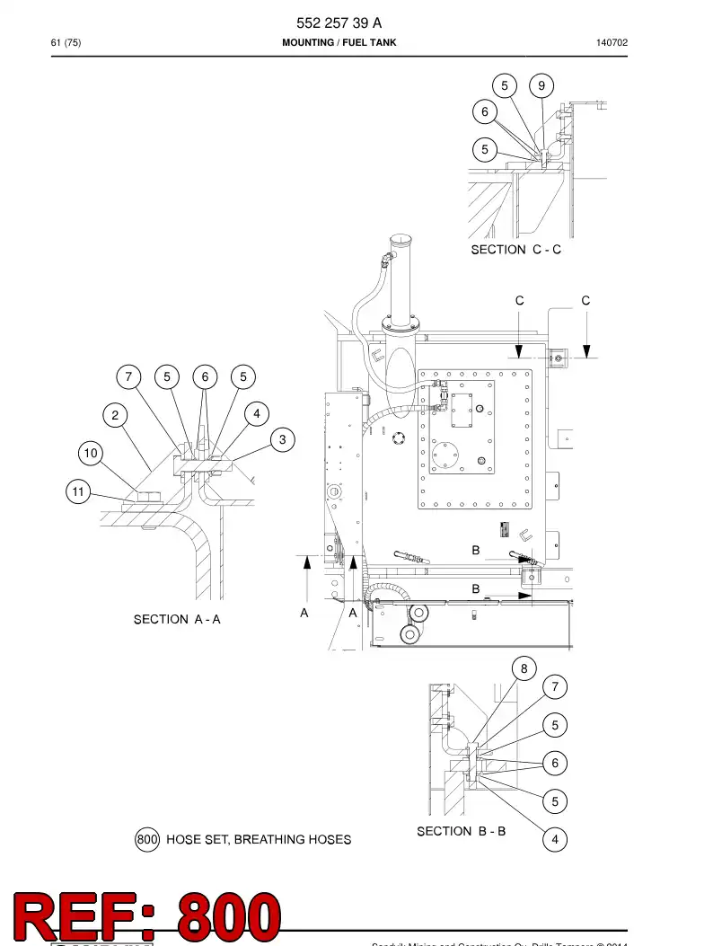 55207245 552 072 45 HOSE SET - Sandvik Technical Drawing