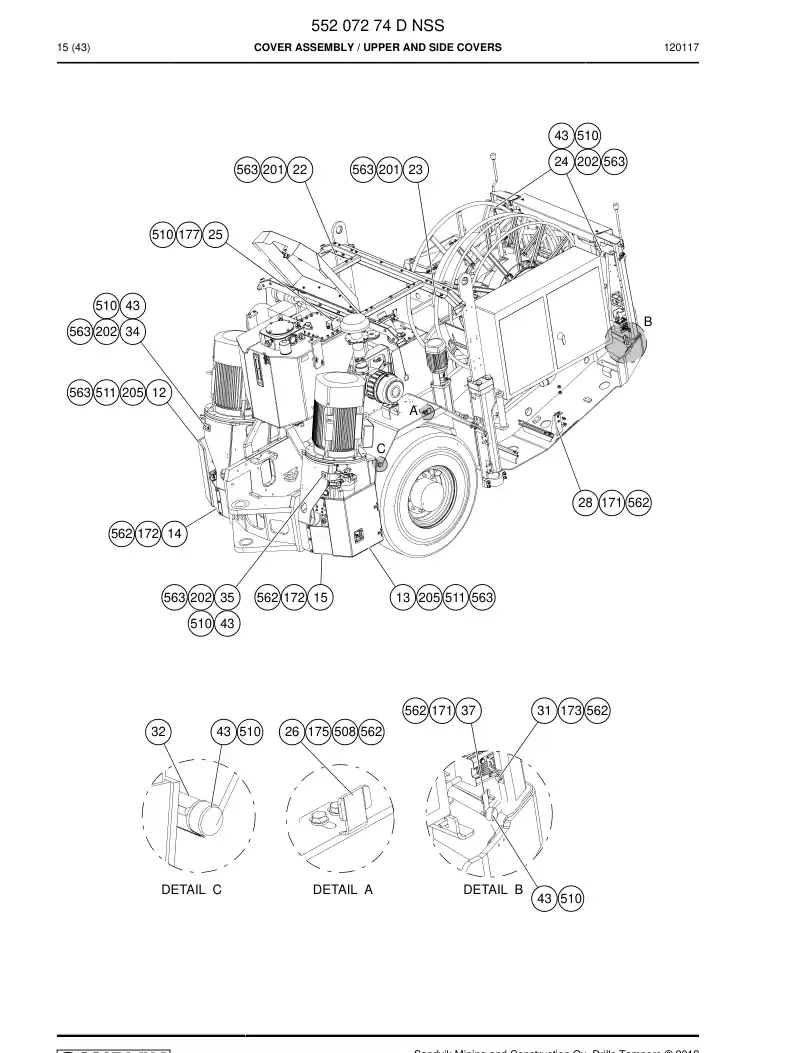 55207274 552 072 74 Cover assembly - Sandvik Technical Drawing