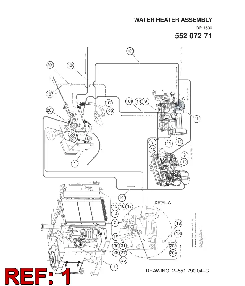 55207285 552 072 85 WATER HEATER ASSEMBLY - Sandvik Technical Drawing