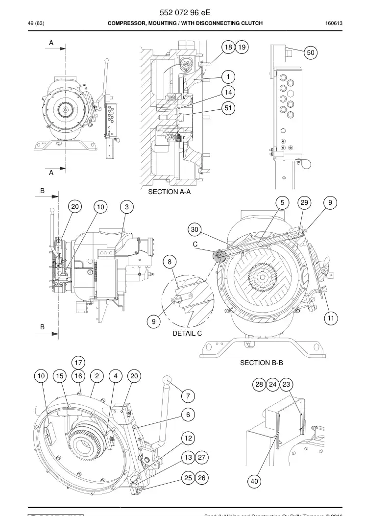 55207296e 552 072 96e Compressor, Mounting - Sandvik Technical Drawing