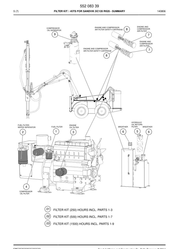 55207317 552 073 17 Filter kit - Sandvik Technical Drawing
