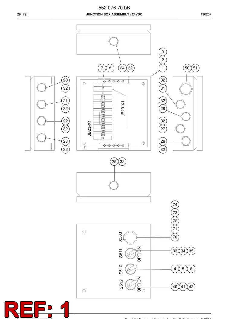 55207583b 552 075 83b Enclosure, Stainless Steel - Sandvik Technical Drawing
