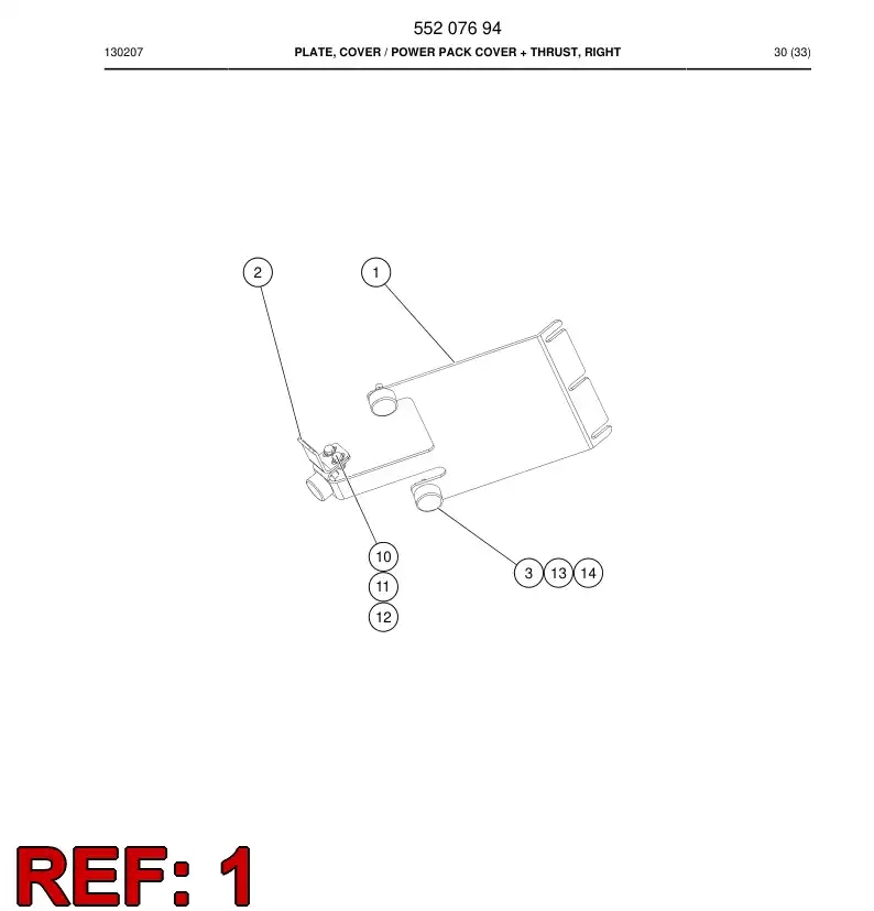 55207695a 552 076 95a Plate, Cover - Sandvik Technical Drawing