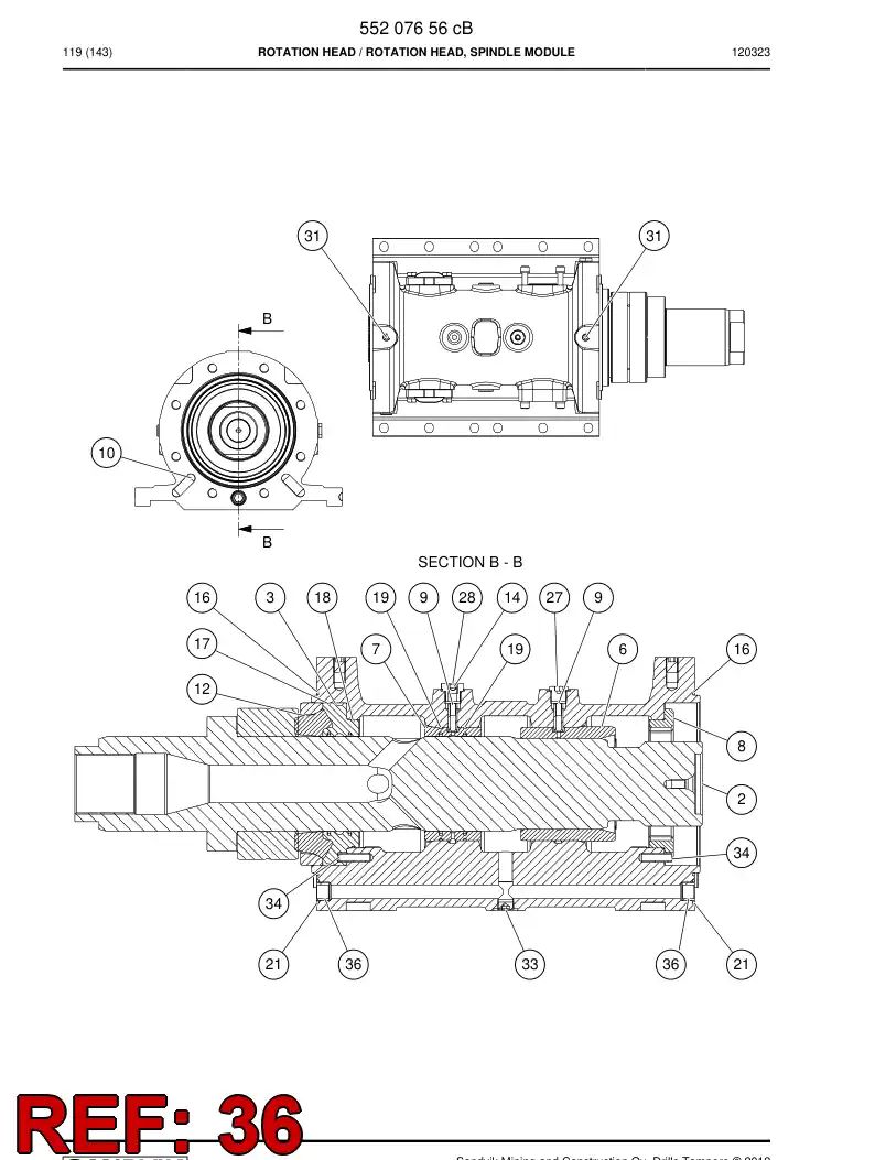 55207732 552 077 32 Ring, Backing - Sandvik Technical Drawing