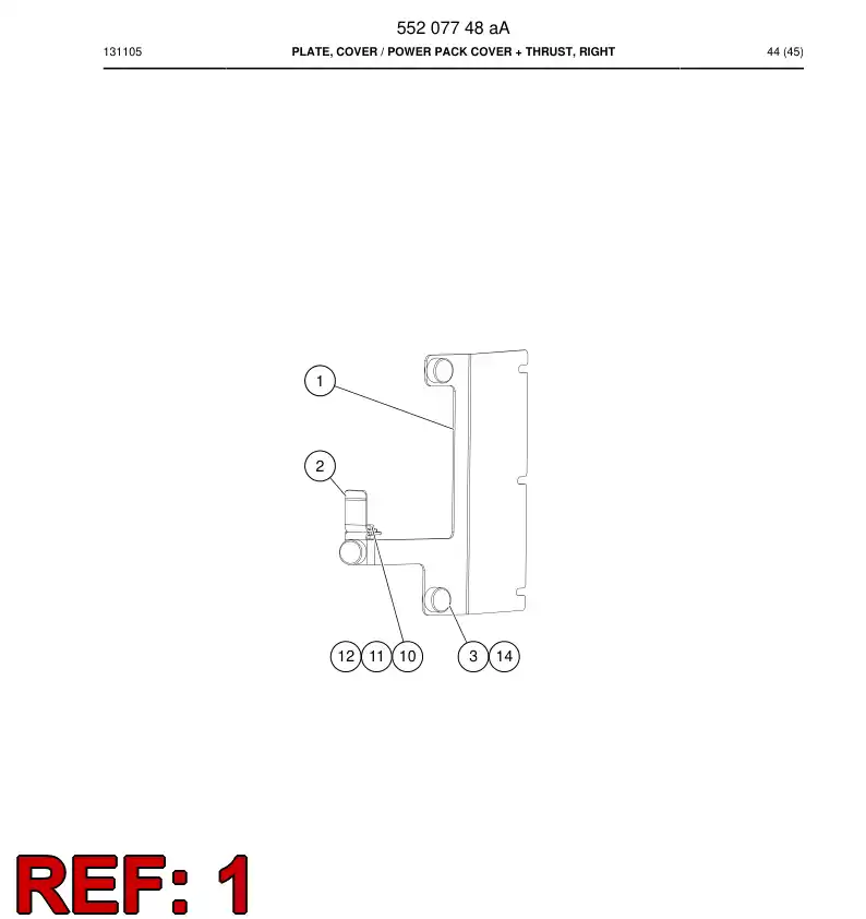 55207749b 552 077 49b Plate, Cover - Sandvik Technical Drawing