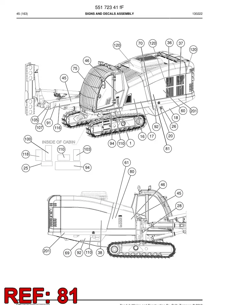 55207883e 552 078 83e Decal - Sandvik Technical Drawing