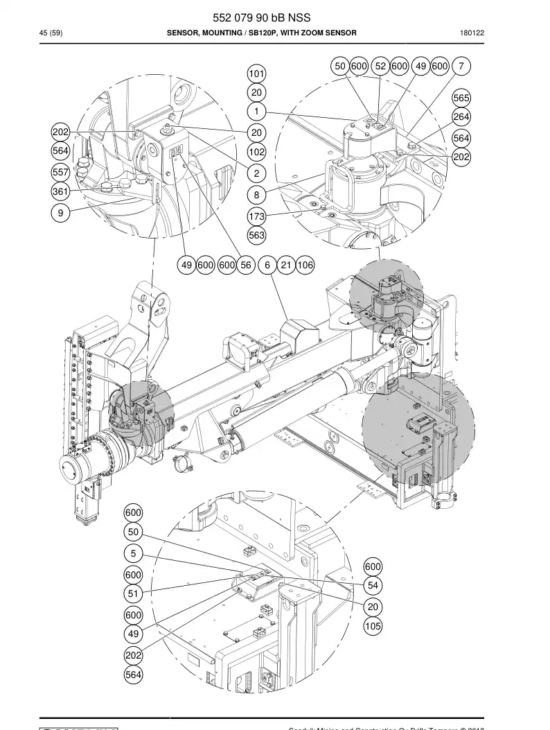 55207990b 552 079 90b Sensor, Mounting - Sandvik Technical Drawing