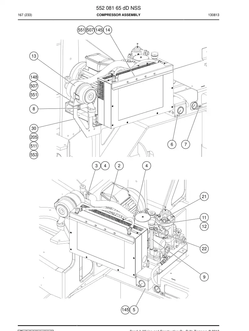 55208165d 552 081 65d Compressor Assembly - Sandvik Technical Drawing