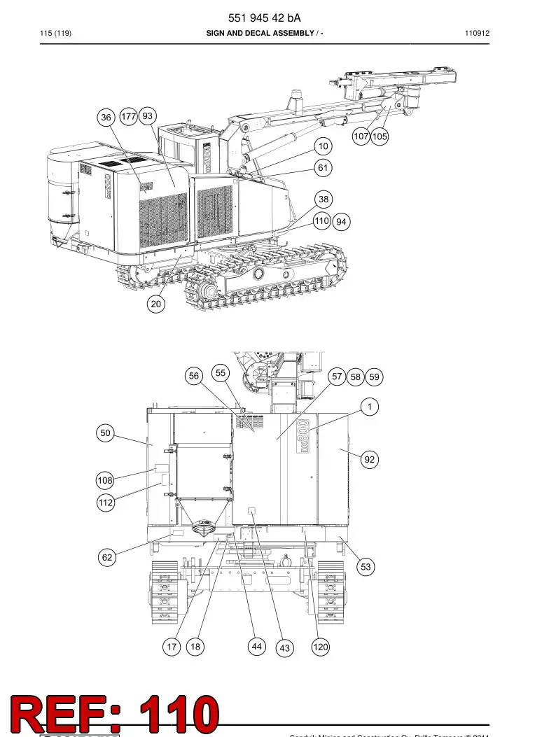 55208219 552 082 19 Sign - Sandvik Technical Drawing